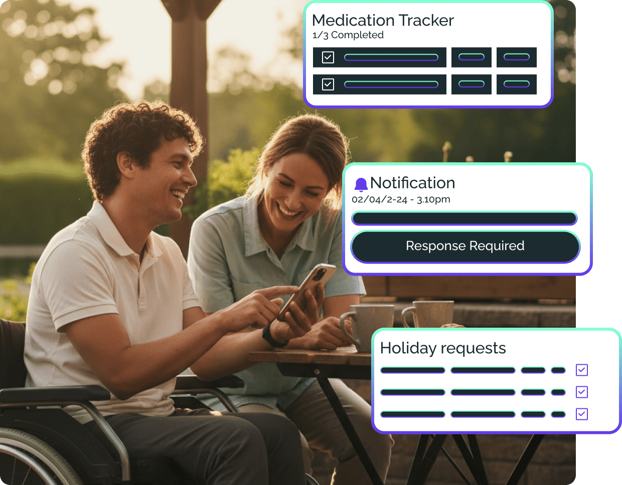 OneTouch software interface displaying scheduling and client management features
