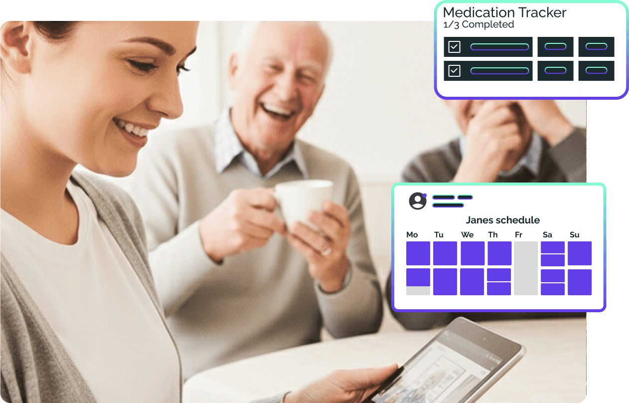 Two people in a positive care management interaction, representing the care management hero image